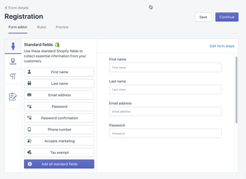 Registration Form in Shopify
